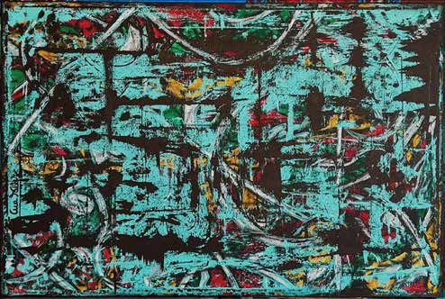 Obra AV — 28, acrílico sobre tela, 120 × 80 cm, de Ana Vélez