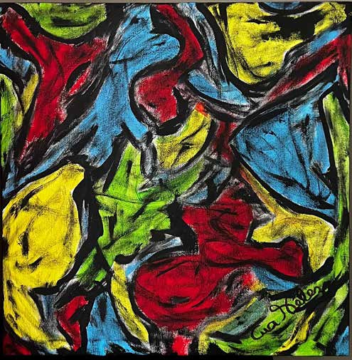 Work AV — 41, acrylic on canvas, 40 × 40 cm, by Ana Vélez
